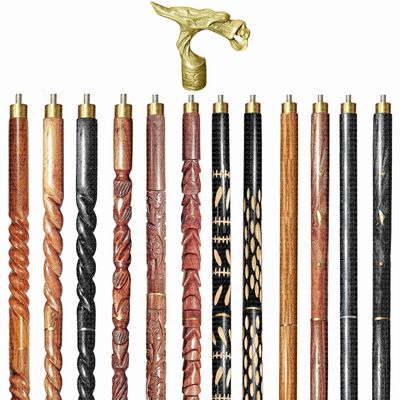 A.A.Nauticals Wooden Walking Stick Cane for Men & Women-Dragon Handle, Vintage Handmade Personalized & Collapsible (12 Walking Sticks Design, Golden Polished Aluminum Head/Handle)-AANWS63-WS7