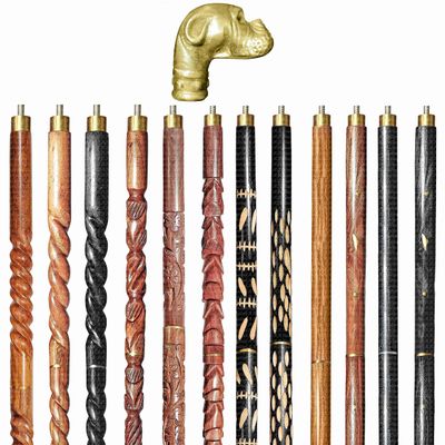 A.A.Nauticals Wooden Walking Stick Cane for Men & Women-Dog Handle, Vintage Handmade Personalized & Collapsible (12 Walking Sticks Design, Golden Polished Aluminum Head/Handle)-AANWS55-WS4