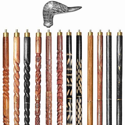 A.A.Nauticals Wooden Walking Stick Cane for Men & Women-Duck Handle, Vintage Handmade Personalized & Collapsible (12 Walking Sticks Design, Silver Polished Aluminum Head/Handle)-AANWS62-WS10