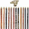 A.A.Nauticals Wooden Walking Stick Cane for Men & Women-Wolf Handle, Vintage Handmade Personalized & Collapsible (12 Walking Sticks Design, Brown Antique Aluminum Head/Handle)-AANWS67-WS3 view 1
