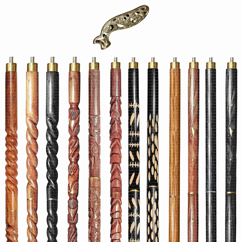 A.A.Nauticals Wooden Walking Stick Cane for Men & Women, Vintage Handmade Personalized & Collapsible (12 Walking Sticks Design, Brown Antique Aluminum Head/Handle)-AANWS70-WS3