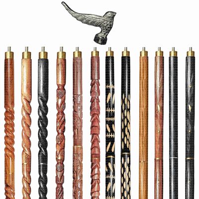 A.A.Nauticals Wooden Walking Stick Cane for Men & Women-Bird Handle, Vintage Handmade Personalized & Collapsible (12 Walking Sticks Design, Black Antique Aluminum Head/Handle)-AANWS69-WS8
