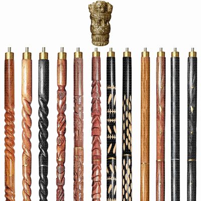 A.A.Nauticals Wooden Walking Stick Cane for Men & Women-Emblem Handle, Vintage Handmade Personalized & Collapsible (12 Walking Sticks Design, Brown Antique Aluminum Head/Handle)-AANWS54-WS1
