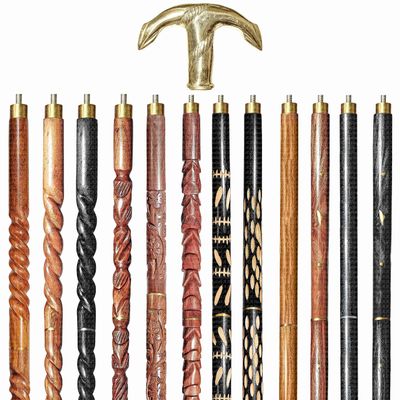 A.A.Nauticals Wooden Walking Stick Cane for Men & Women-Anchor Handle, Vintage Handmade Personalized & Collapsible, Gift for Men(12 Walking Sticks Design, Brown Antique Brass Head/Handle)-AANWS31-WS8