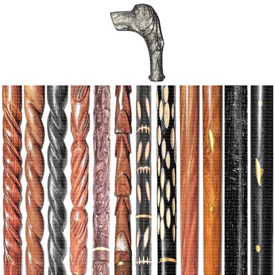 A.A.Nauticals Wooden Walking Stick Cane for Men & Women-Dog Handle, Vintage Handmade Personalized & Collapsible, Gift for Men (12 Walking Sticks Design, Black Antique Brass Head/Handle)-AANWS41-WS6