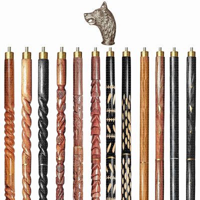A.A.Nauticals Wooden Walking Stick Cane for Men & Women-Wolf Handle, Vintage Handmade Personalized & Collapsible, Gift for Men (12 Walking Sticks Design, Brown Antique Brass Head/Handle)-AANWS43-WS7