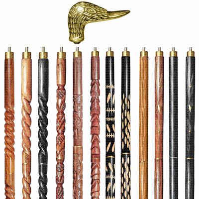 A.A.Nauticals Wooden Walking Stick Cane for Men & Women-Duck Handle, Vintage Handmade Personalized & Collapsible (12 Walking Sticks Design, Golden Polished Aluminum Head/Handle)-AANWS62-WS3