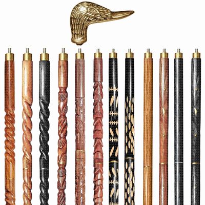 A.A.Nauticals Wooden Walking Stick Cane for Men & Women-Duck Handle, Vintage Handmade Personalized & Collapsible (12 Walking Sticks Design, Brown Antique Aluminum Head/Handle)-AANWS62-WS8