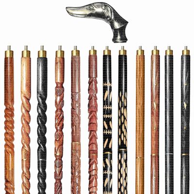 A.A.Nauticals Wooden Walking Stick Cane for Men & Women-Dog Handle, Vintage Handmade Personalized & Collapsible, Gift for Men (12 Walking Sticks Design, Black Antique Brass Head/Handle)-AANWS42-WS5