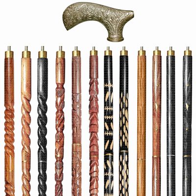 A.A.Nauticals Wooden Walking Stick Cane for Men & Women, Vintage Handmade Personalized & Collapsible, Gift for Men (12 Walking Sticks Design, Brown Antique Brass Head/Handle)-AANWS49-WS4