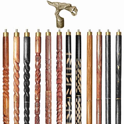 A.A.Nauticals Wooden Walking Stick Cane for Men & Women-Dragon Handle, Vintage Handmade Personalized & Collapsible (12 Walking Sticks Design, Brown Antique Aluminum Head/Handle)-AANWS63-WS6