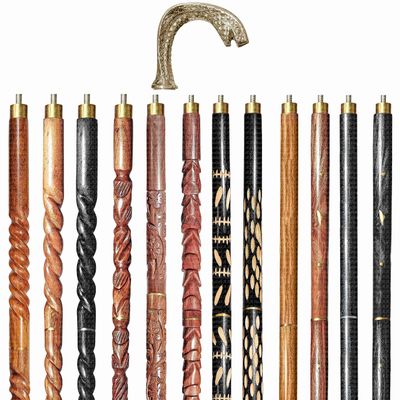 A.A.Nauticals Wooden Walking Stick Cane for Men & Women-Snake Handle, Vintage Handmade Personalized & Collapsible, Gift for Men (12 Walking Sticks Design, Brown Antique Brass Head/Handle)-AANWS48-WS4