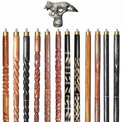 A.A.Nauticals Wooden Walking Stick Cane for Men & Women-Fox Handle, Vintage Handmade Personalized & Collapsible (12 Walking Sticks Design, Black Antique Aluminum Head/Handle)-AANWS72-WS10