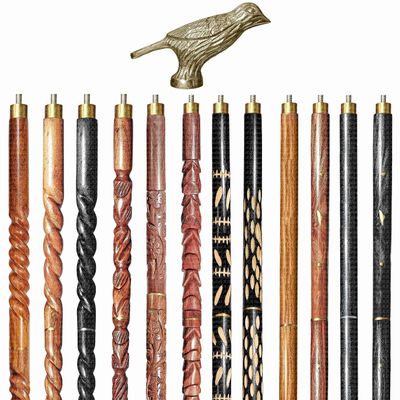 A.A.Nauticals Wooden Walking Stick Cane for Men & Women-Sparrow Handle, Vintage Handmade Personalized & Collapsible (12 Walking Sticks Design, Brown Antique Aluminum Head/Handle)-AANWS58-WS2