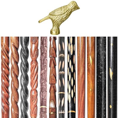 A.A.Nauticals Wooden Walking Stick Cane for Men & Women-Sparrow Handle, Vintage Handmade Personalized & Collapsible (12 Walking Sticks Design, Golden Polished Aluminum Head/Handle)-AANWS58-WS12