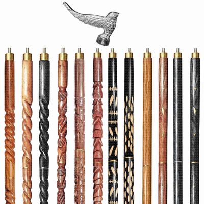 A.A.Nauticals Wooden Walking Stick Cane for Men & Women-Bird Handle, Vintage Handmade Personalized & Collapsible (12 Walking Sticks Design, Silver Polished Aluminum Head/Handle)-AANWS69-WS2