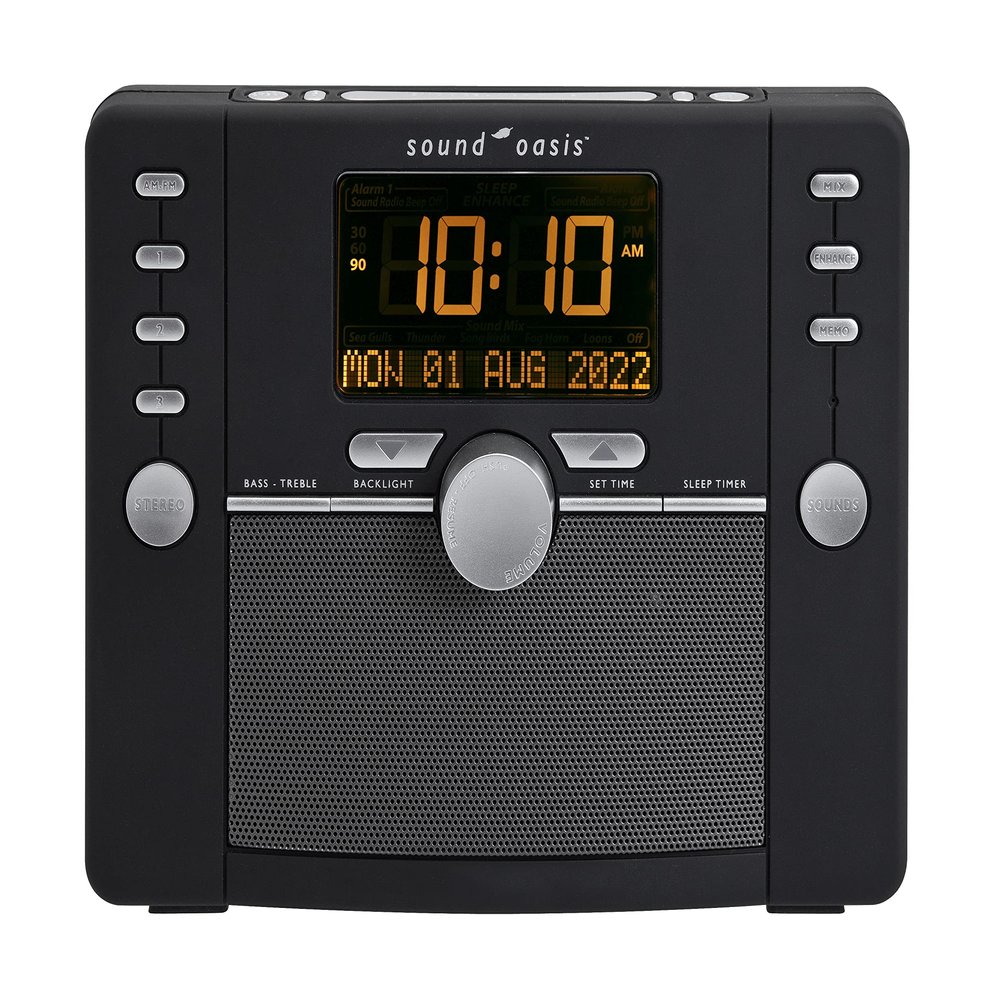 Sound Oasis Deluxe Bluetooth Sleep Tinnitus Sound Machine, Worlds Best White Noise Machine for Better Sleep, Tinnitus Management, Clock Radio 288 Sounds