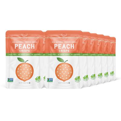 Natures Turn Freeze-Dried Peach Crisps Healthy, Gluten-Free, Crispy & Delicious, Plant-Based Snack, Ideal for Cereal, Smoothies, School Lunches, & On-the-Go, Bags of 12 (0.53 oz Each)