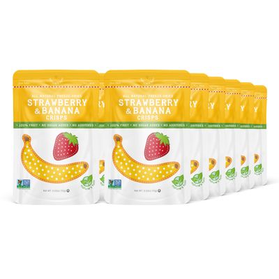 Natures Turn Freeze-Dried Strawberry Banana Crisps Healthy, Gluten-Free, Crispy & Delicious, Plant-Based Snack, Ideal for Cereal, Smoothies, School Lunches, & On-the-Go, Bags of 12 (0.53 oz Each)