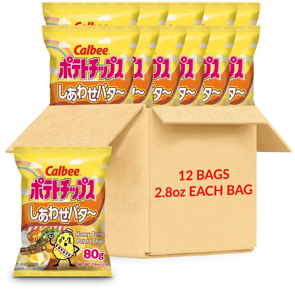Calbee Potato Chips (Honey Butter, 2.8 oz) | Taste The Tradition of Japanese Snacks | Enjoy These Irresistible & Deliciously Crunchy Japanese Chips (12 Pack)