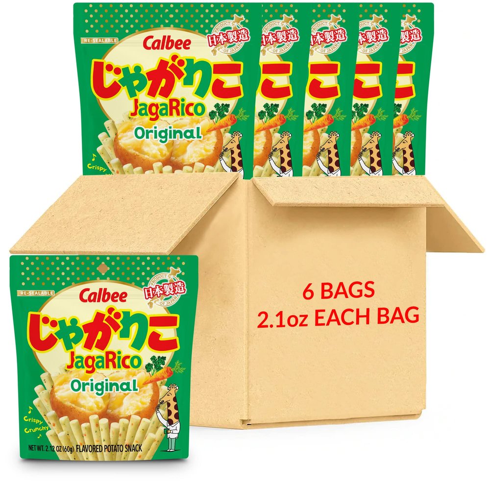 Calbee JagaRico (Original, 2.12 oz) | Seriously crunchy on the outside and crispy on the inside potato snack | (6 Pack)