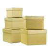 PAPER FAIR 5PCS Bright Gold Glitter Nesting Gift Boxes Set, Flat Square Cardboard Storage Organizer Keepsake Box with Lid Durable Reusable, for Gift Wrapping Holiday Present Christmas Birthday, view 1