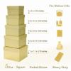PAPER FAIR 5PCS Bright Gold Glitter Nesting Gift Boxes Set, Flat Square Cardboard Storage Organizer Keepsake Box with Lid Durable Reusable, for Gift Wrapping Holiday Present Christmas Birthday, view 4