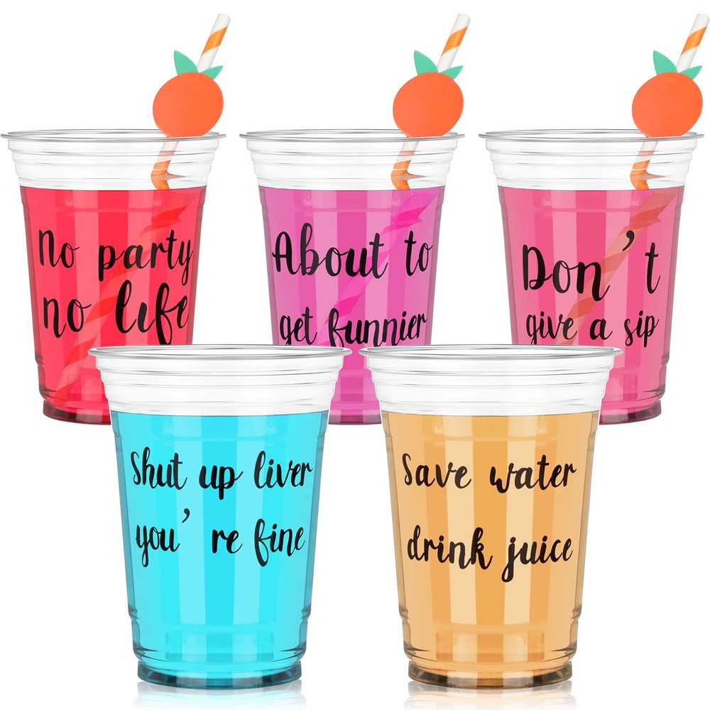 Gerrii 30 Pcs 16 oz Disposable Clear Plastic Birthday Party Cups Bulk Fall Drinking Water Cocktail Beer Cups for Adult Parties Wedding Reception Beverage Tea Lemonade Serving Supplies