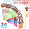 Bokon 24 Circus Party Favors Drinking Straws Reusable for Circus Carnival Party Supplies Plastic Drinking Straws, 8 Color Styles view 2