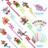 Bokon 24 Circus Party Favors Drinking Straws Reusable for Circus Carnival Party Supplies Plastic Drinking Straws, 8 Color Styles view 3