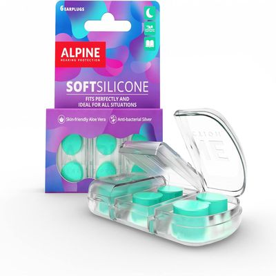 Alpine SoftSilicone - Moldable Silicone Ear Plugs - 28dB - Noise Reducing Earplugs for Sleeping, Swimming, & Concentrating - Comfortable Snoring Solution - 6 Pack