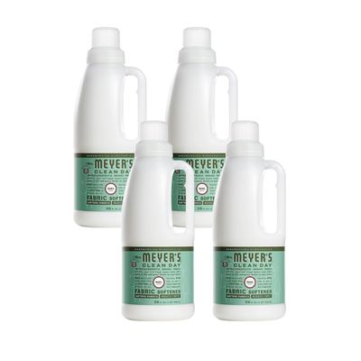 MRS. MEYER'S CLEAN DAY Liquid Fabric Softener Bottle, Basil Scent 32 Fl oz (Pack of 4)
