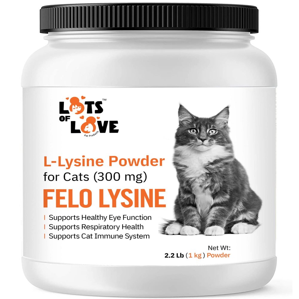 FELO LYSINE - L-Lysine Powder for Cats 300 mg (Thomas Pet Earlier), 1 Kg or 2.2 lb