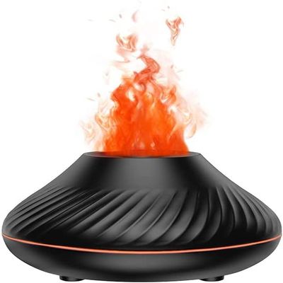 130ML Flame Humidifier Diffuser Aroma Essential Oil Fire Flame Aroma Diffuser (Black)