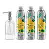 Grove Co. Ultimate Dish Soap Refills (3 x 16 Fl Oz) + Refillable Glass Dish Soap Dispenser for Kitchen Sink with Non-Slip Silicone Sleeve, Plastic Free Cleaning Products, Lemon & Eucalyptus view 1
