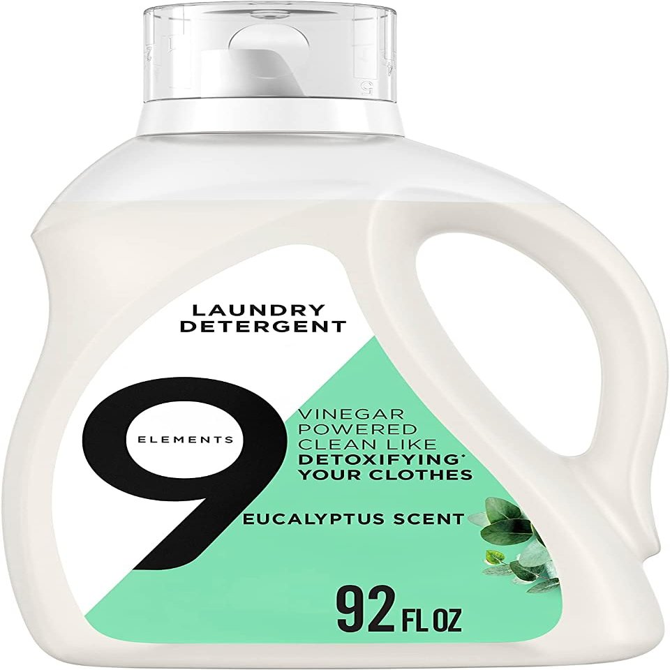 9 Elements Natural Laundry Detergent Liquid Soap, Eucalyptus Scent, Vinegar Powered, 92 Fl Oz, 1 Count