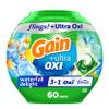 Gain flings Ultra Oxi Laundry Detergent Pacs, 60 Count, Waterfall Delight Scent, 3-in-1, HE Compatible view 1