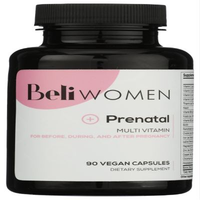 Beli Women Prenatal Multivitamin, for All Stages of Pregnancy, 400mg Choline, Folate, Vitamin D. Supports Egg Quality and Fertility, Gluten & Allergen Free, 90 Vegan Capsules (30-Day Supply)