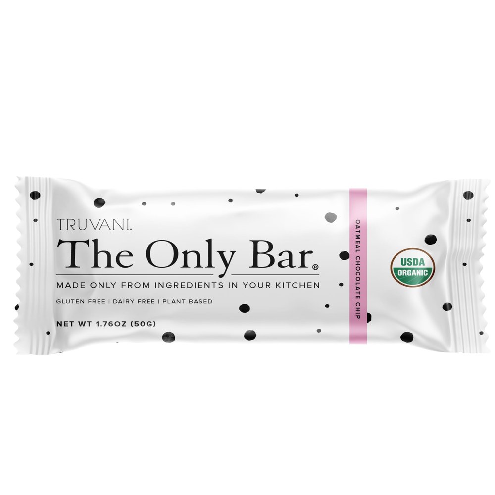 Truvani Plant Based Snack Bars | Oatmeal Chocolate Chip 1 Pack | 6g Protein | USDA Organic and Vegan | The Only Bar | Dairy, Soy, and Gluten Free | Individually Wrapped