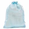 TheDisplayGuys - 24-Pack Striped Weave Organza Gift Bags w/Drawstrings - Large 5 1/2" x 8" - Light Blue - for Party Favors, Samples, Treats view 1