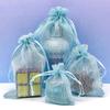 TheDisplayGuys - 24-Pack Striped Weave Organza Gift Bags w/Drawstrings - Large 5 1/2" x 8" - Light Blue - for Party Favors, Samples, Treats view 2