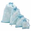 TheDisplayGuys - 24-Pack Striped Weave Organza Gift Bags w/Drawstrings - Large 5 1/2" x 8" - Light Blue - for Party Favors, Samples, Treats view 3