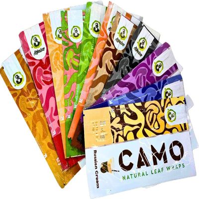 CAMO Wraps Afghan Natural Leaf Wraps 16 Flavors Variety Packs with an Official Camo Cones Sticker