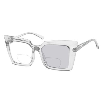 Eyekepper Transition Photochromic Bifocal Readers Reading Glasses for Women Oversized Transparent +2.5