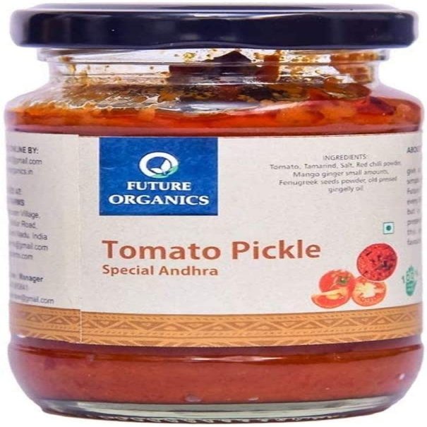 PUB Future Organics Tomato Andhra Pickle - 160 Grams | 100% Fresh Achar with Homemade Taste & Pure Natural Healthy Ingredients -Spicy Tangy Tamatar Achaar