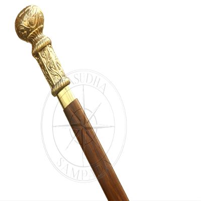 VASUDHA SAMPADA HANDICRAFTS Victorian Solid Brass Walking Cane Vintage Stick Handle Use for All Walking Stick for Men & Women Antique Walking Stick Silver Brass Handle Knob Gift (Design 4)