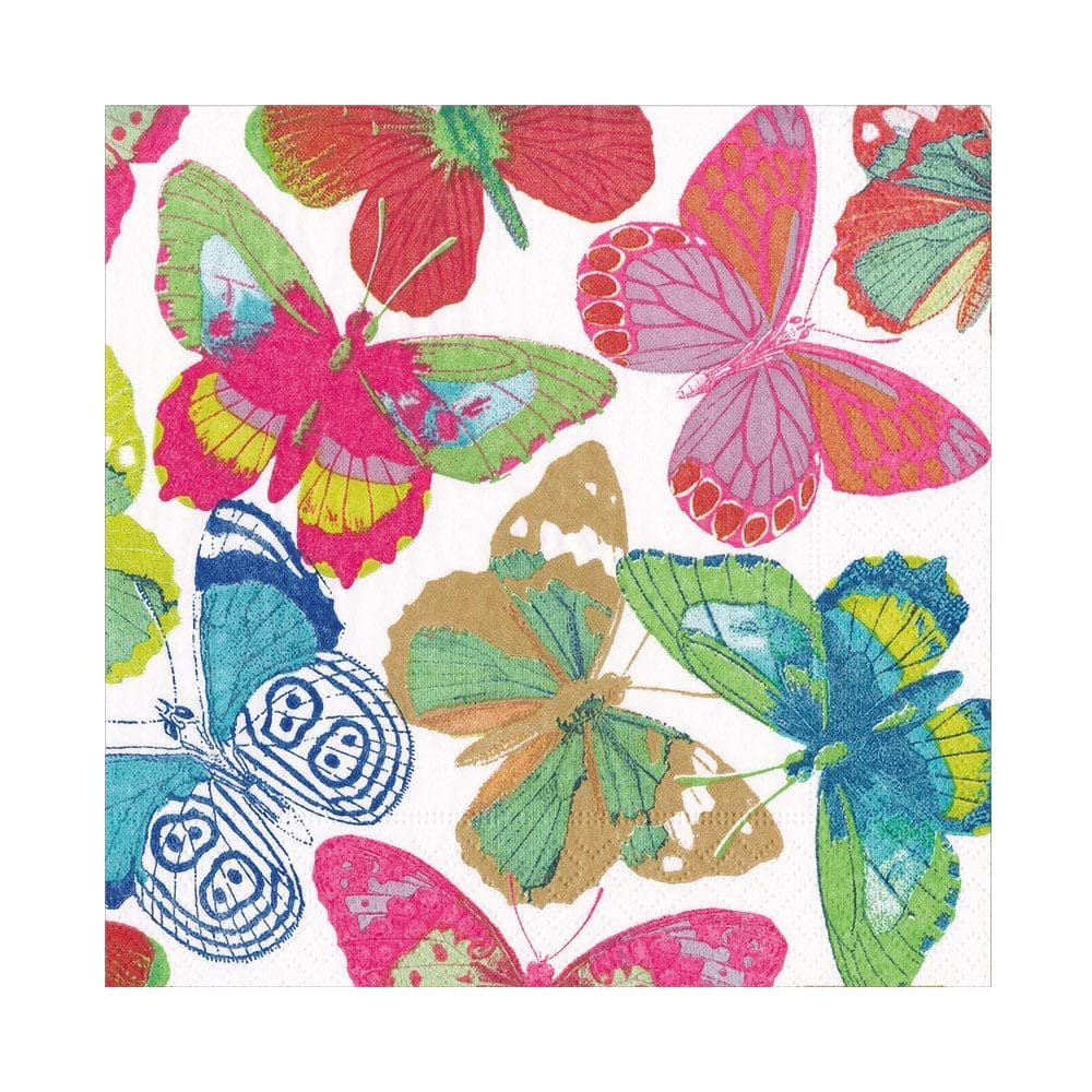 Caspari Butterflies Bright Luncheon Napkins - 20 Per Package