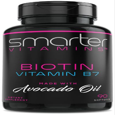 Smarter Biotin 5000mcg in Avocado Oil, Vitamin B7, Hair, Skin & Nail Support, Non-GMO, 90 Mini Liquid Softgels, No Soy
