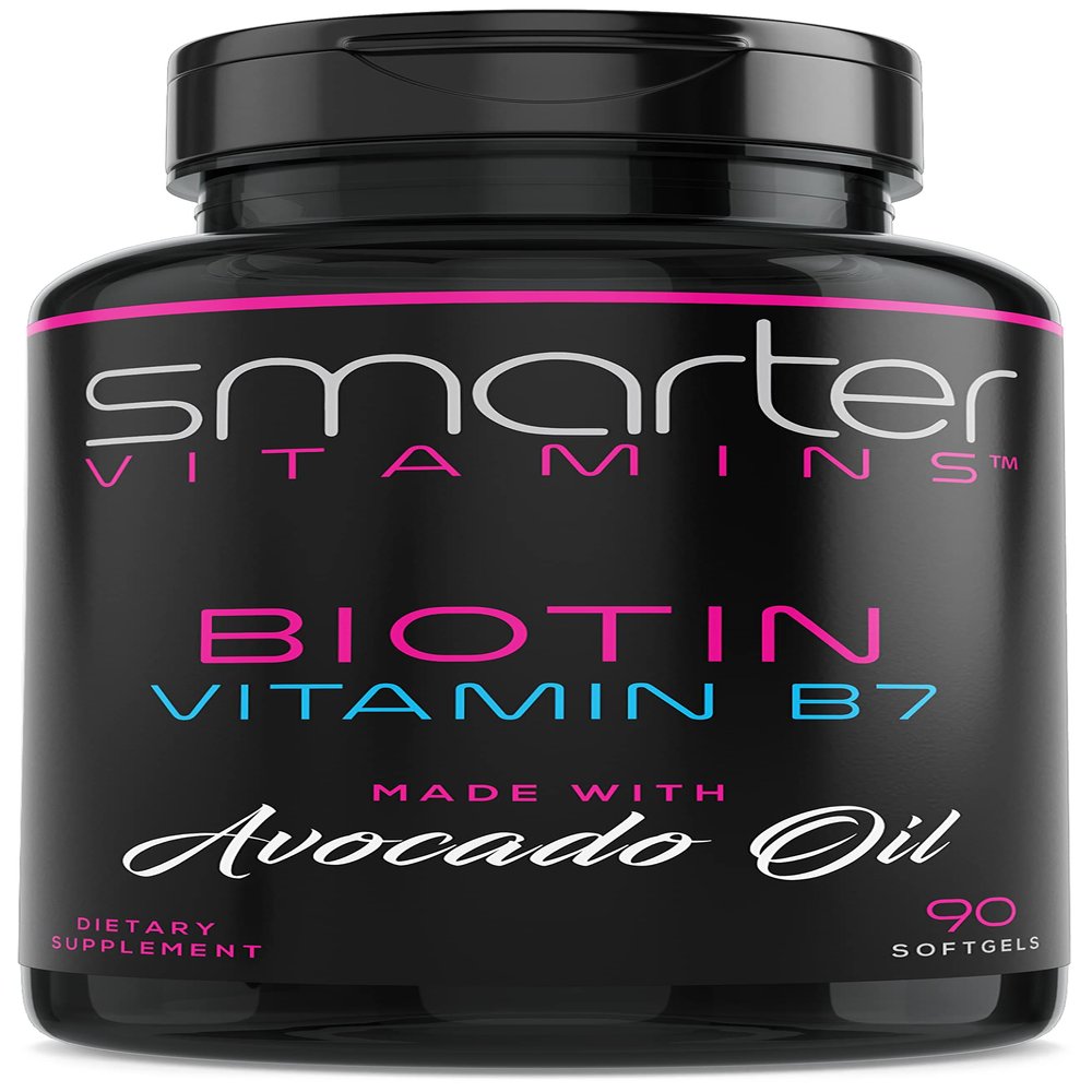 Smarter Biotin 5000mcg in Avocado Oil, Vitamin B7, Hair, Skin & Nail Support, Non-GMO, 90 Mini Liquid Softgels, No Soy