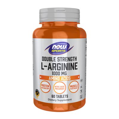 Now Foods Sports Nutrition, L-Arginine Double Strength 1000mg, Nitric Oxide Precursor, Amino Acids, 60 Tablets